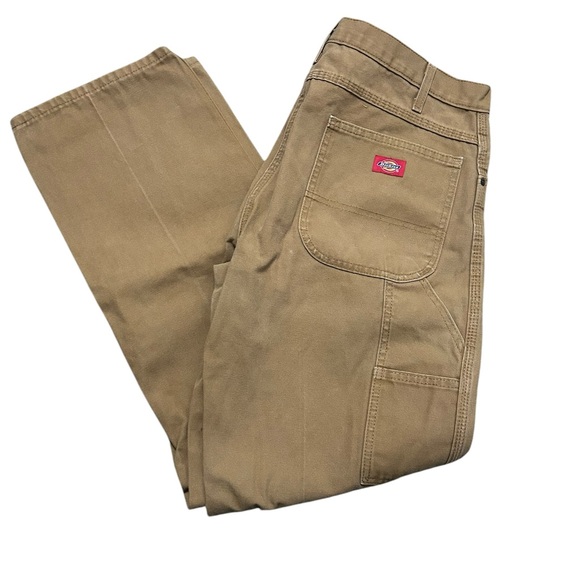 Vintage Dickies Relaxed‎ Fit Canvas Carpenter Work Pants Beige Size 35 (No Tag) - Picture 1 of 5